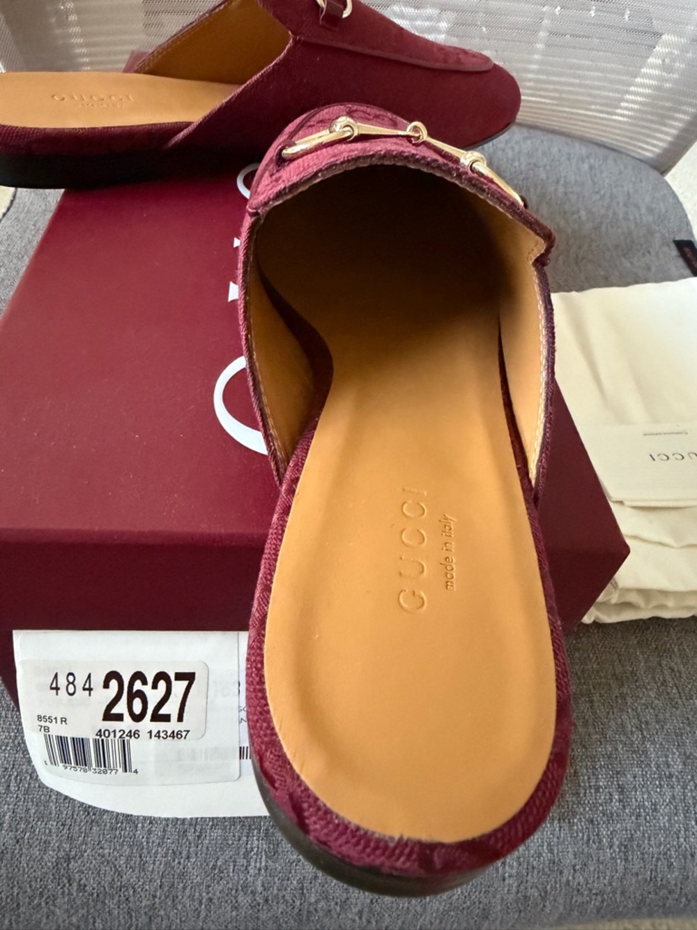 Gucci Burgundy GG Canvas Horsebit Slides Mules in size 7 - Picture 5 of 8